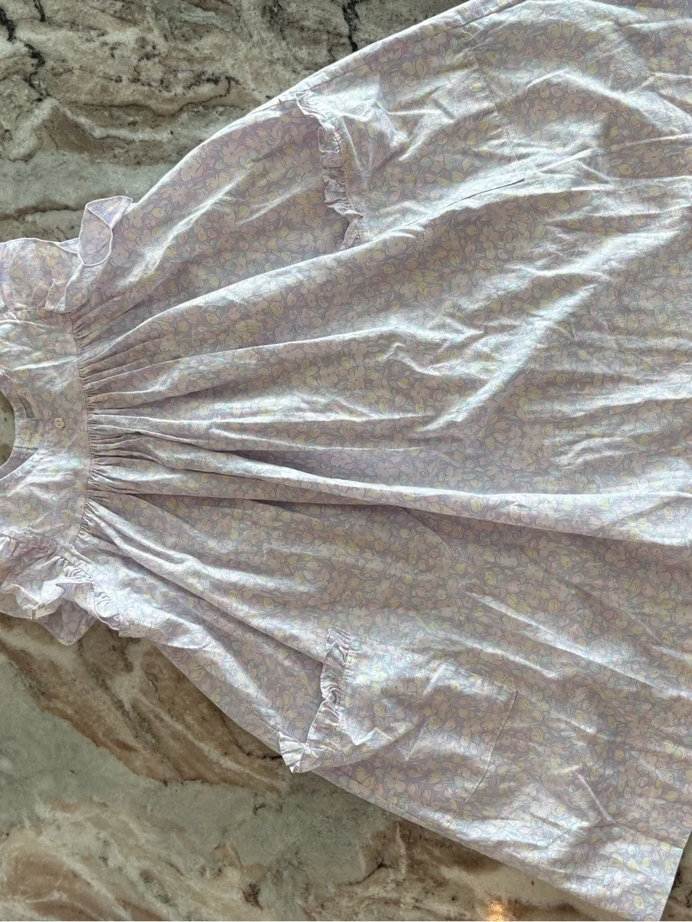 SIMI Vintage Girls Sun Dress Cotton 90's Ruffle Sleeve Spring Flowers Size 4